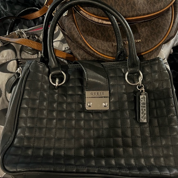 Guess Black Quilted Satchel - Picture 1 of 2